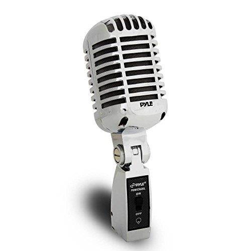 Pyle - Classic Retro Die Cast Metal Vintage Style Dynamic Vocal Microphone with 16ft XLR Cable (Silver)