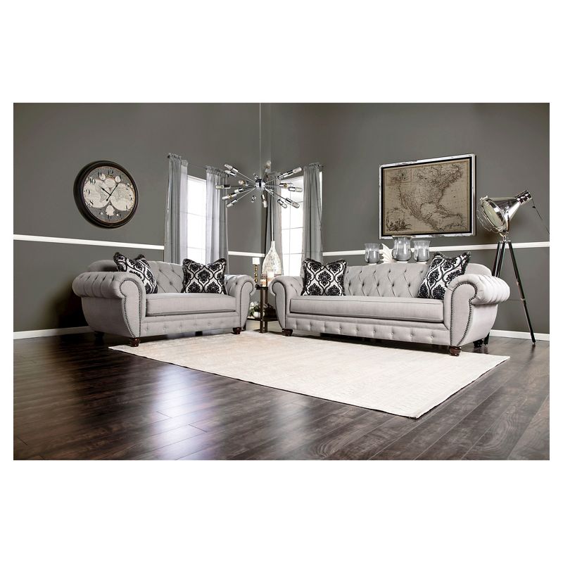 2pc Livingston Victorian Style Sofa and Loveseat Gray - HOMES: Inside + Out