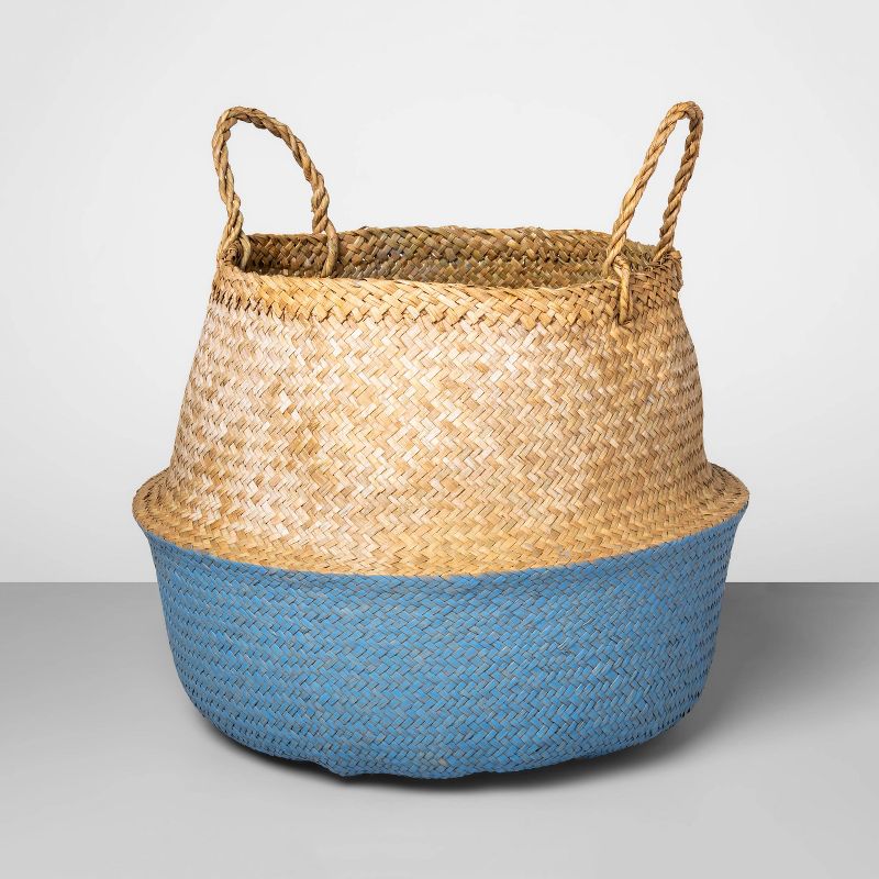 12.6"x15.75" Decorative Pop Up Belly Basket Natural Blue - Opalhouse™