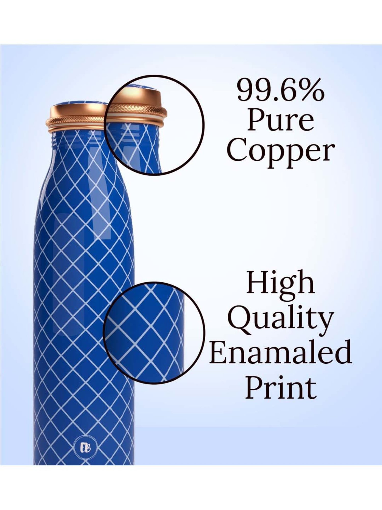 Everything Beautiful Blue Copper Water Bottle - Seamless (0.95 L)