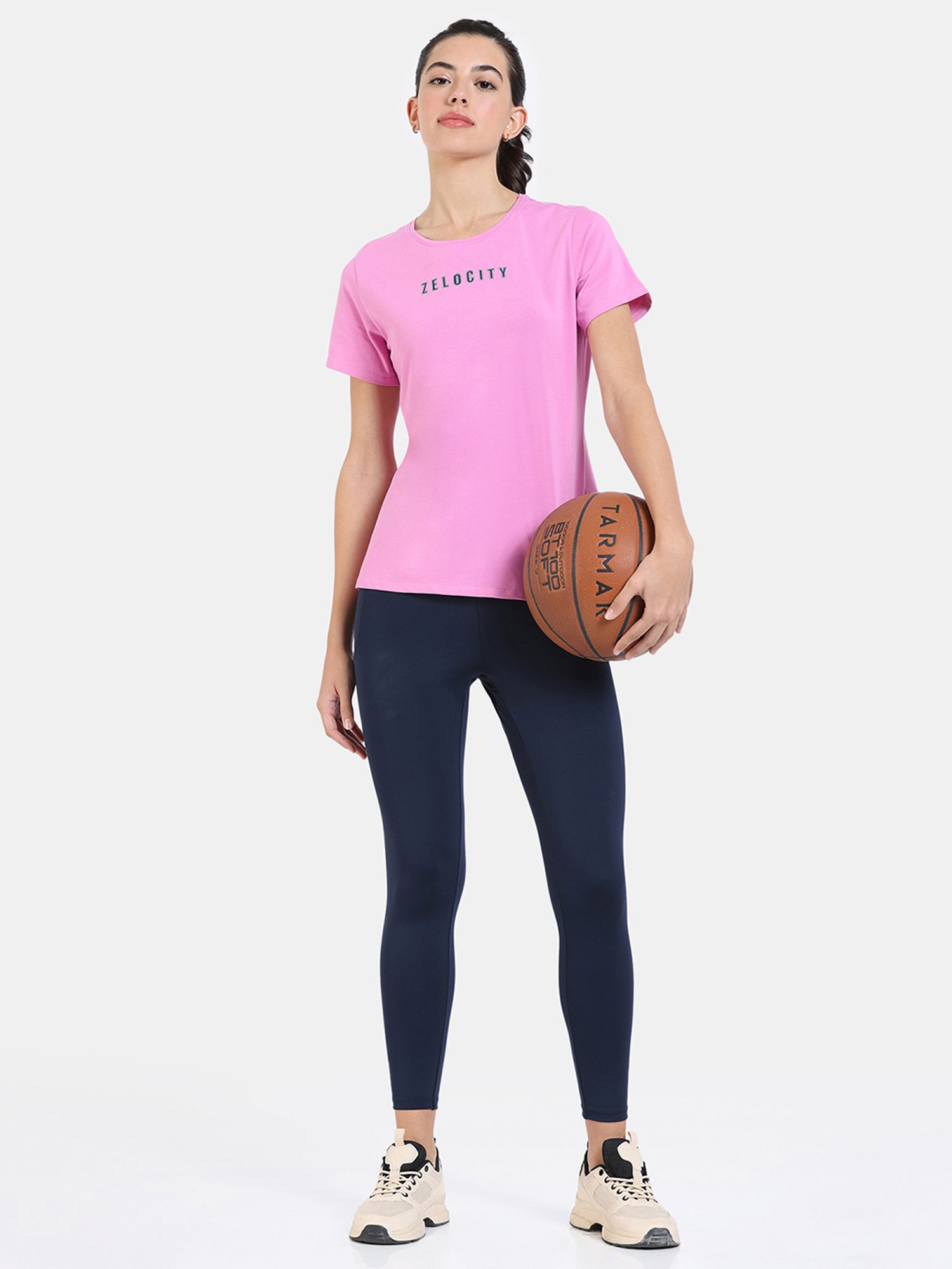 Zelocity by Zivame Dark Pink Logo Print T-Shirt