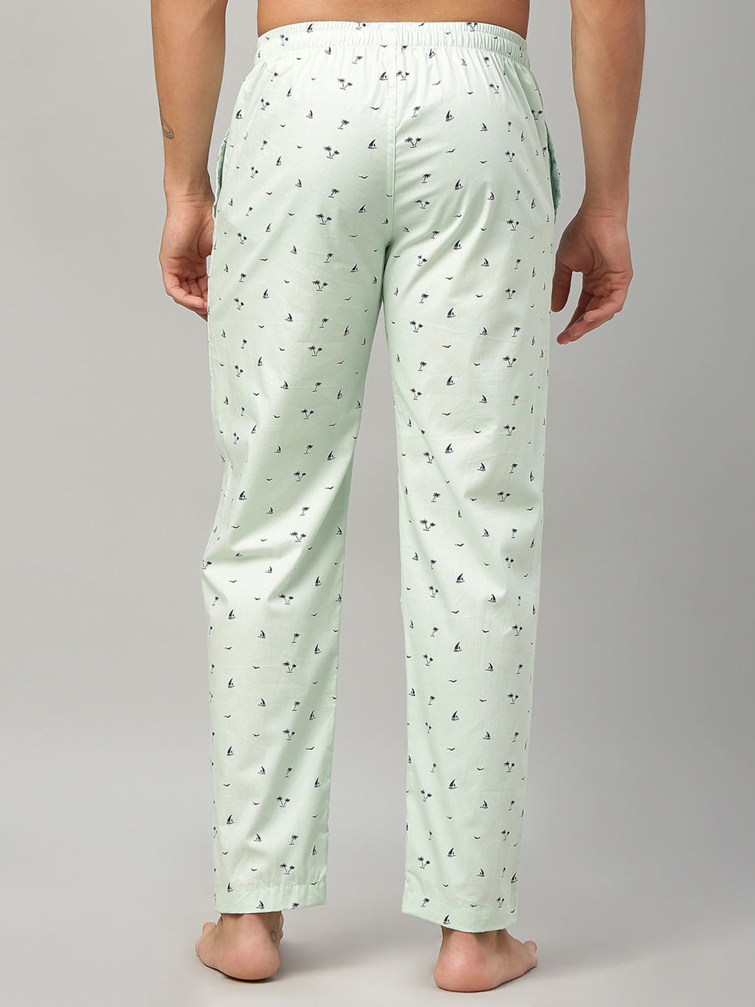 Urban Scottish Mint Green Cotton Regular fit Print Nightwear Pyjamas