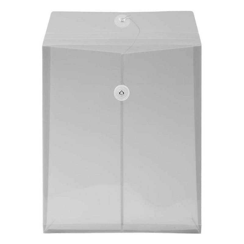 JAM Paper Plastic Envelopes with Button & String Tie Closure - Letter Open End - 9 3/4 x 11 3/4 - Smoke Gray