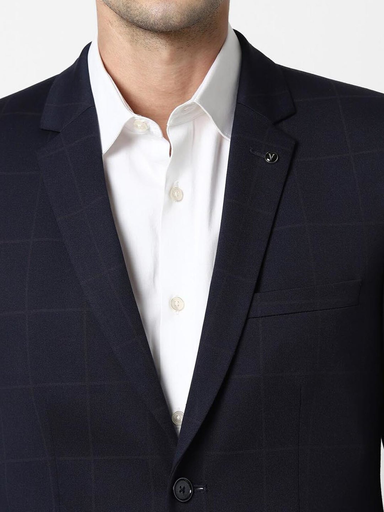 Van Heusen Navy Slim Fit Checks Blazer