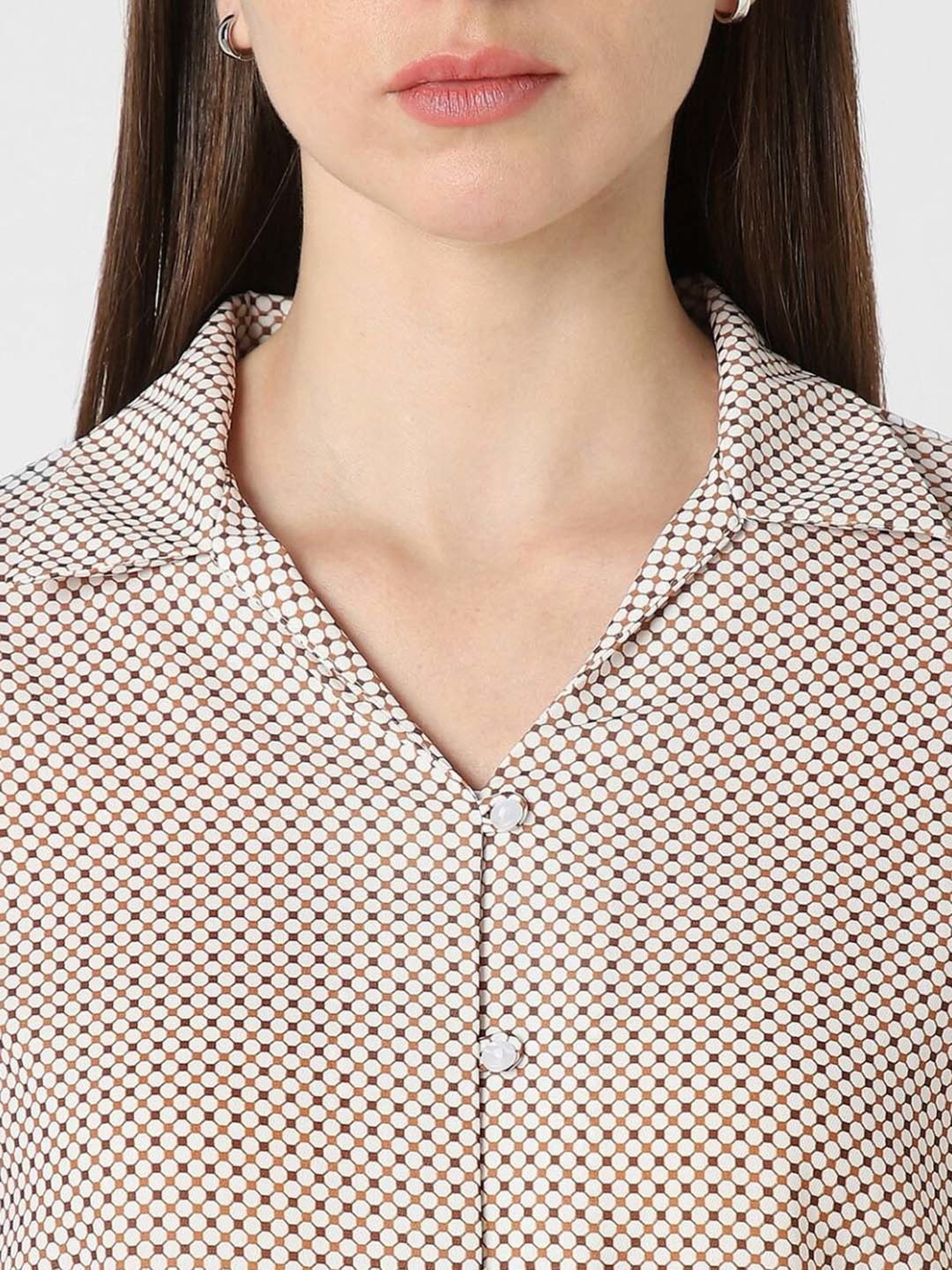 Van Heusen White Printed Formal Shirt
