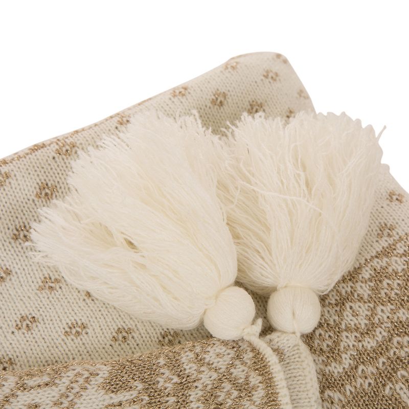 50" x 60" Knitted Acrylic Throw Blanket with Tassels Beige - Glitzhome