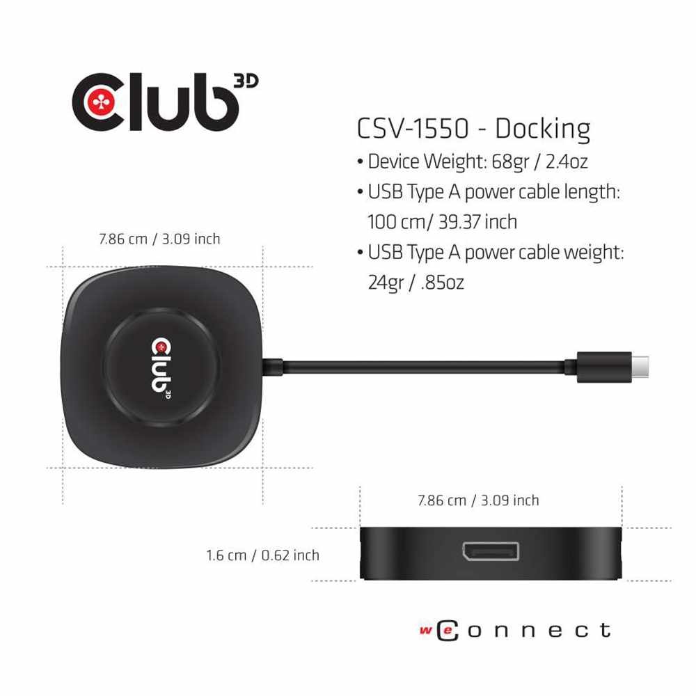 Club 3d - CSV-1550 - Club 3D CSV-1550 Signal Splitter - 3840 2160 - DisplayPort - USB