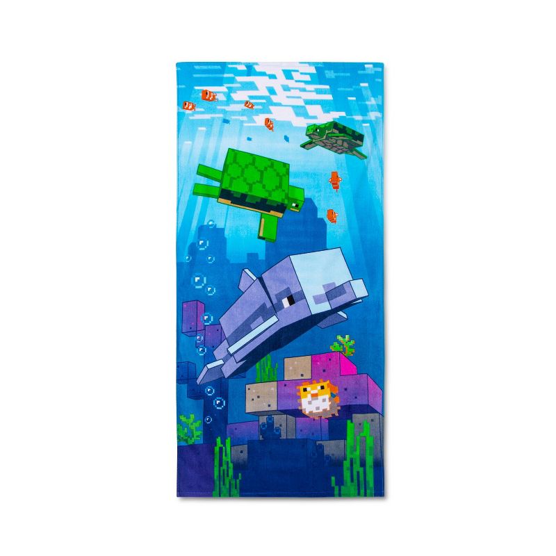 Swimming Around Beach Towel Blue - Minecraft