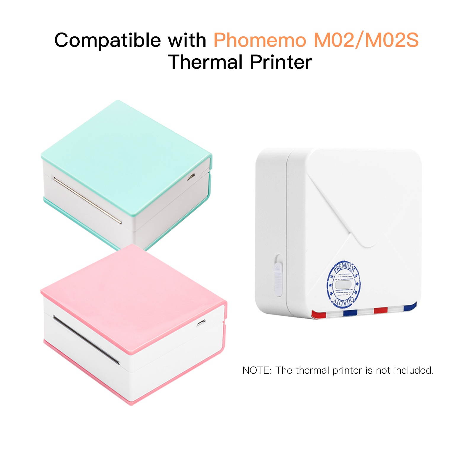 Aibecy 3 Rolls Self-Adhesive Thermal Paper Blue on White 50mm*3meters Compatible with Phomemo M02/M02S Thermal Printers