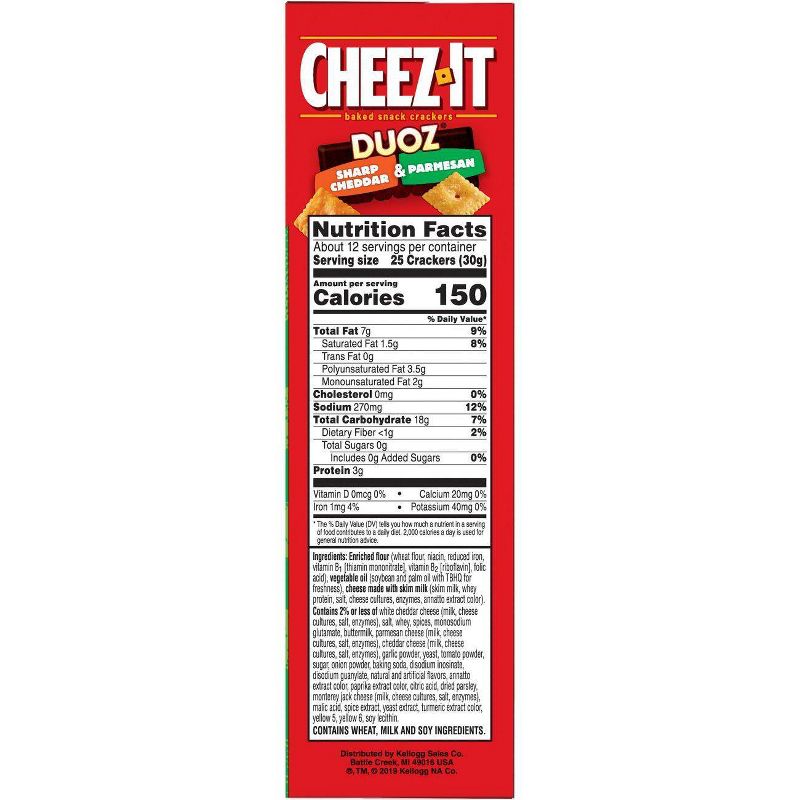Cheez-It Duoz Sharp Cheddar And Parmesan Baked Snack Crackers 12.4oz