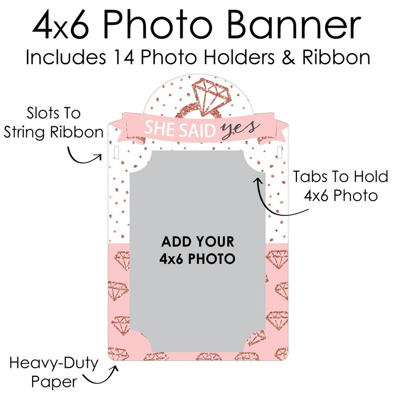 Big Dot of Happiness Bride Squad - DIY Rose Gold Bridal Shower or Bachelorette Party Decor - Picture Display - Photo Banner