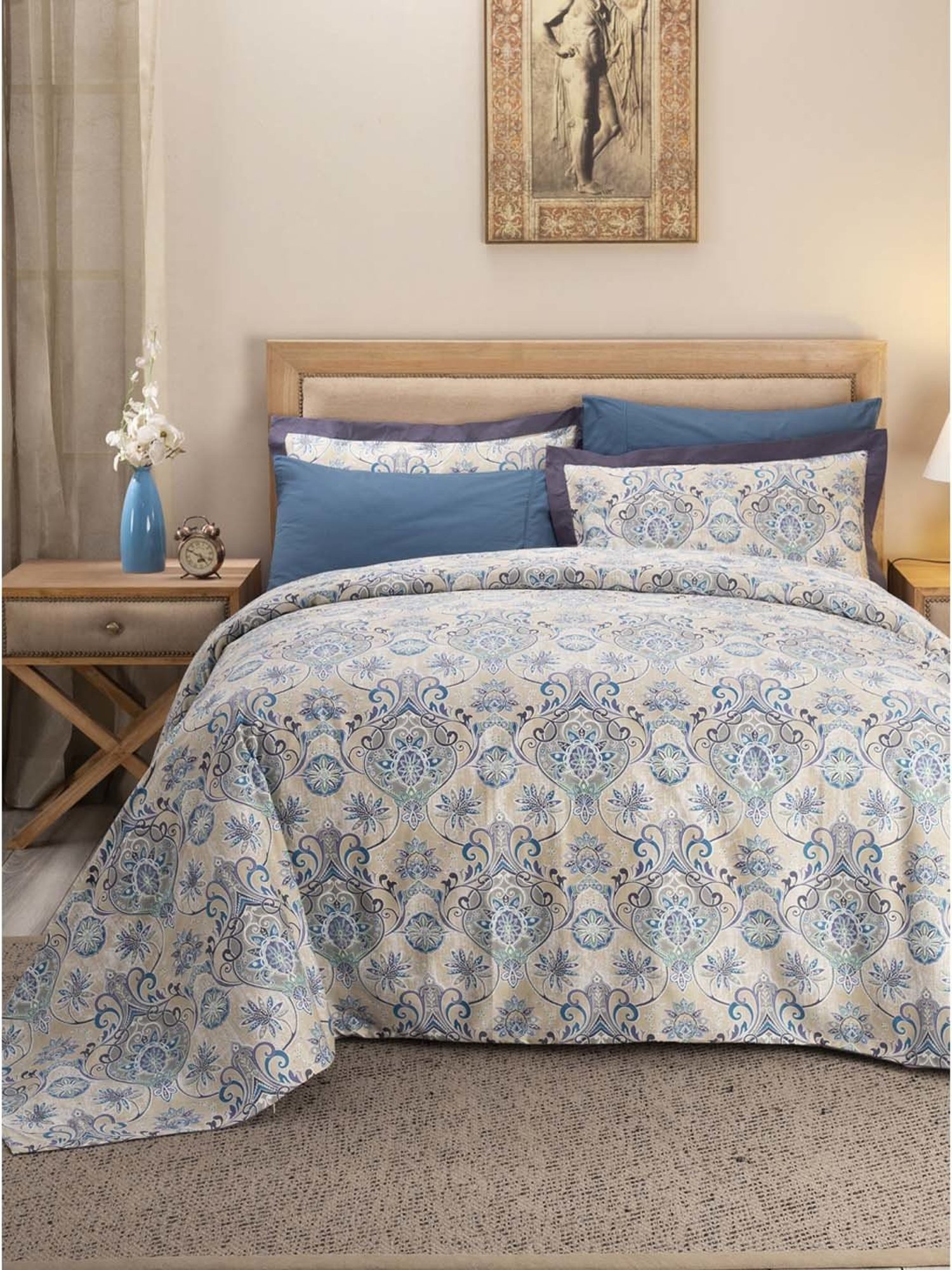 Maspar Cotsmere Emmie Solid Grey 300 TC Cotton Duvet Cover with 2 Pillow Case