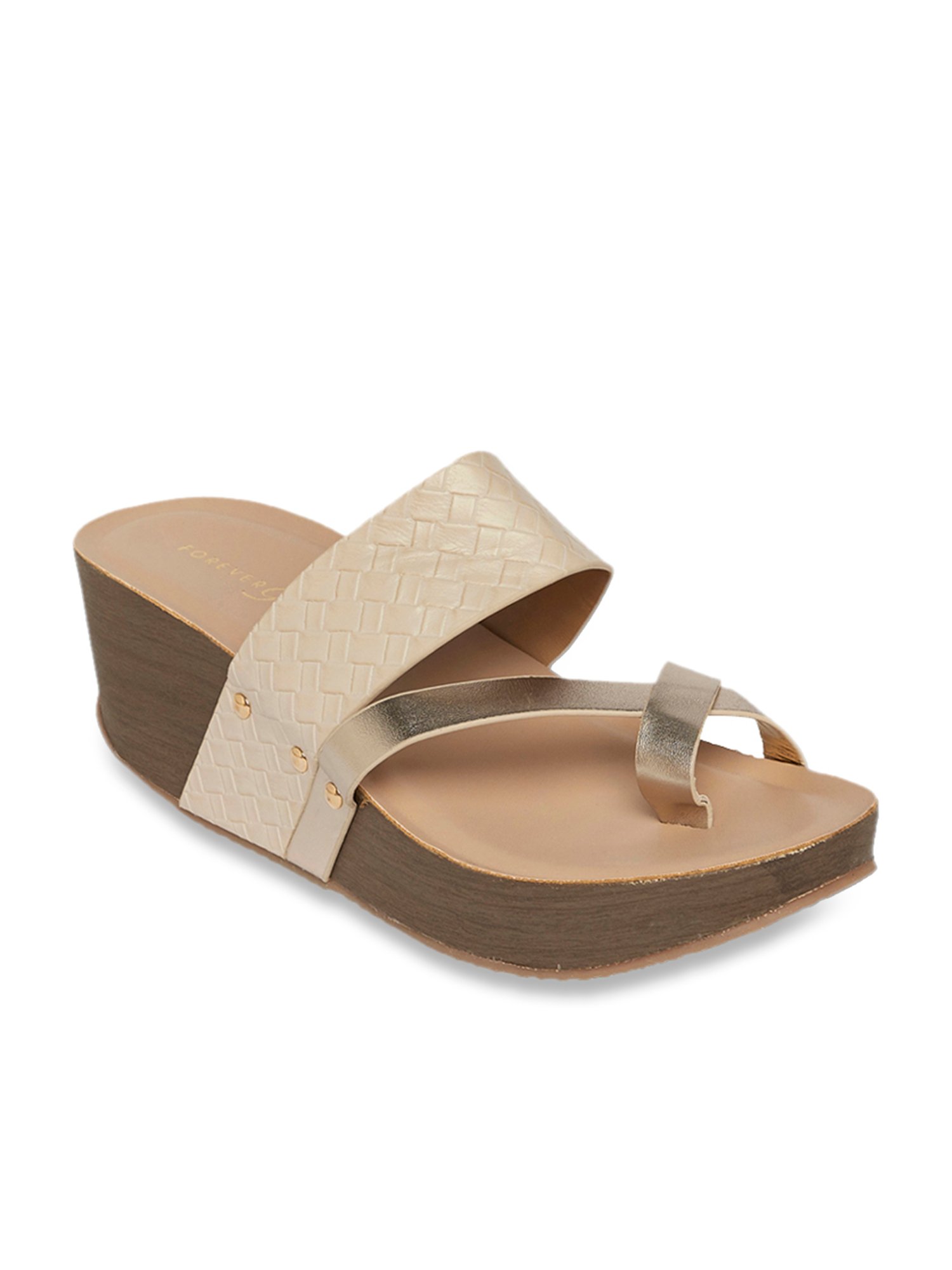 Forever Glam by Pantaloons Women's Beige Toe Ring Wedges