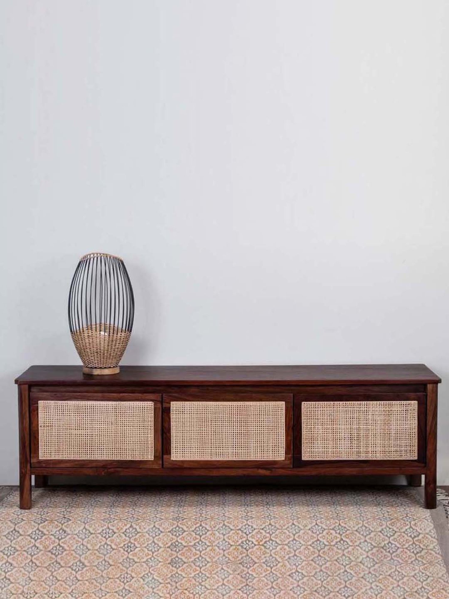 Fabindia Brown & Beige Sheesham Wood Textured Cabinet
