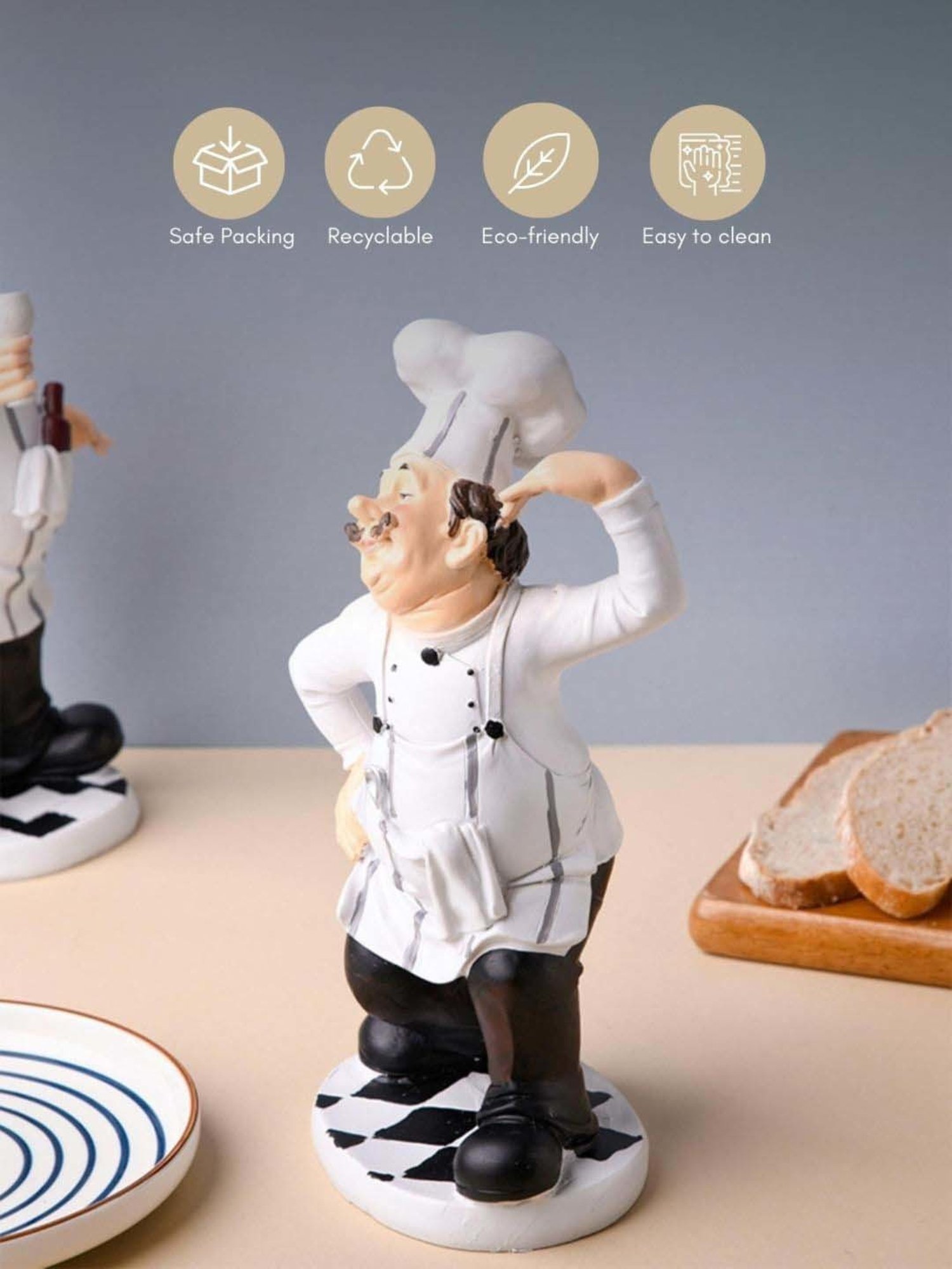 Nestasia Artisanal Black & White Resin Made Flaunting Masterchef Decor Table Showpiece For Gifting