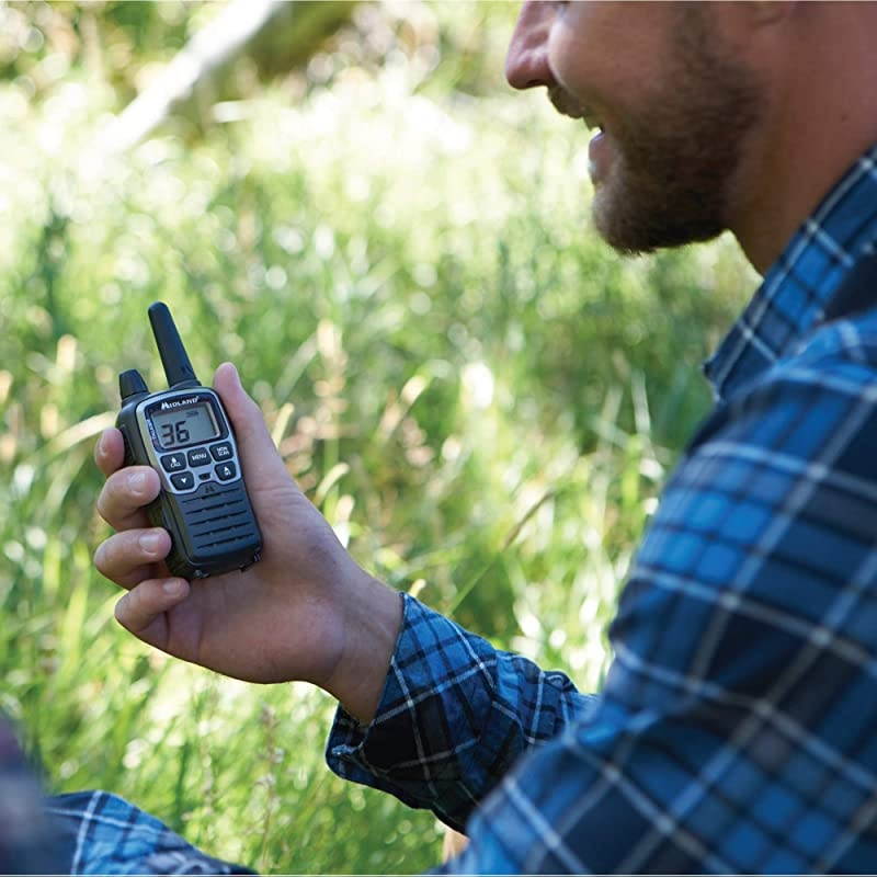 XTALKER T77VP5 36 Channel FRS TwoWay Radio Up to 38 Mile Range Walkie Talkie 121 Privacy Codes and NOAA Weather Scan + Alert Includes a Carrying Case and Headsets BlackSilver