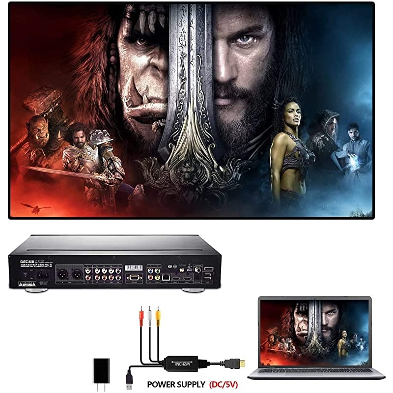 to HDMI Converter, to HDMI Cable, AV to HDMI Converter Cable Cord, 3CVBS Composite Audio Video to 1080P HDMI Supporting PAL NTSC for PC Laptop Xbox PS3 PS4 TV STB VHS VCR Camera DVD Etc
