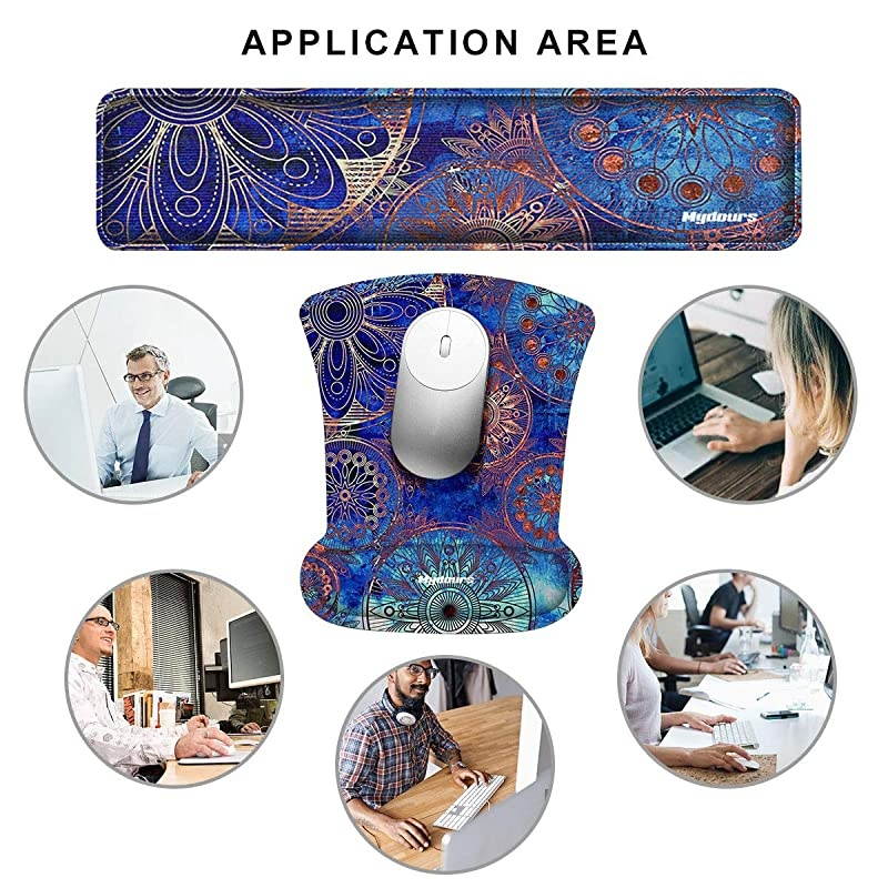 Keyboard Wrist Rest and Mouse Pad with Wrist Rest Support - Ergonomic Mouse Wrist Support - Memory Foam Durable Comfortable Lightweight for Gaming, Computer, Office, Laptop