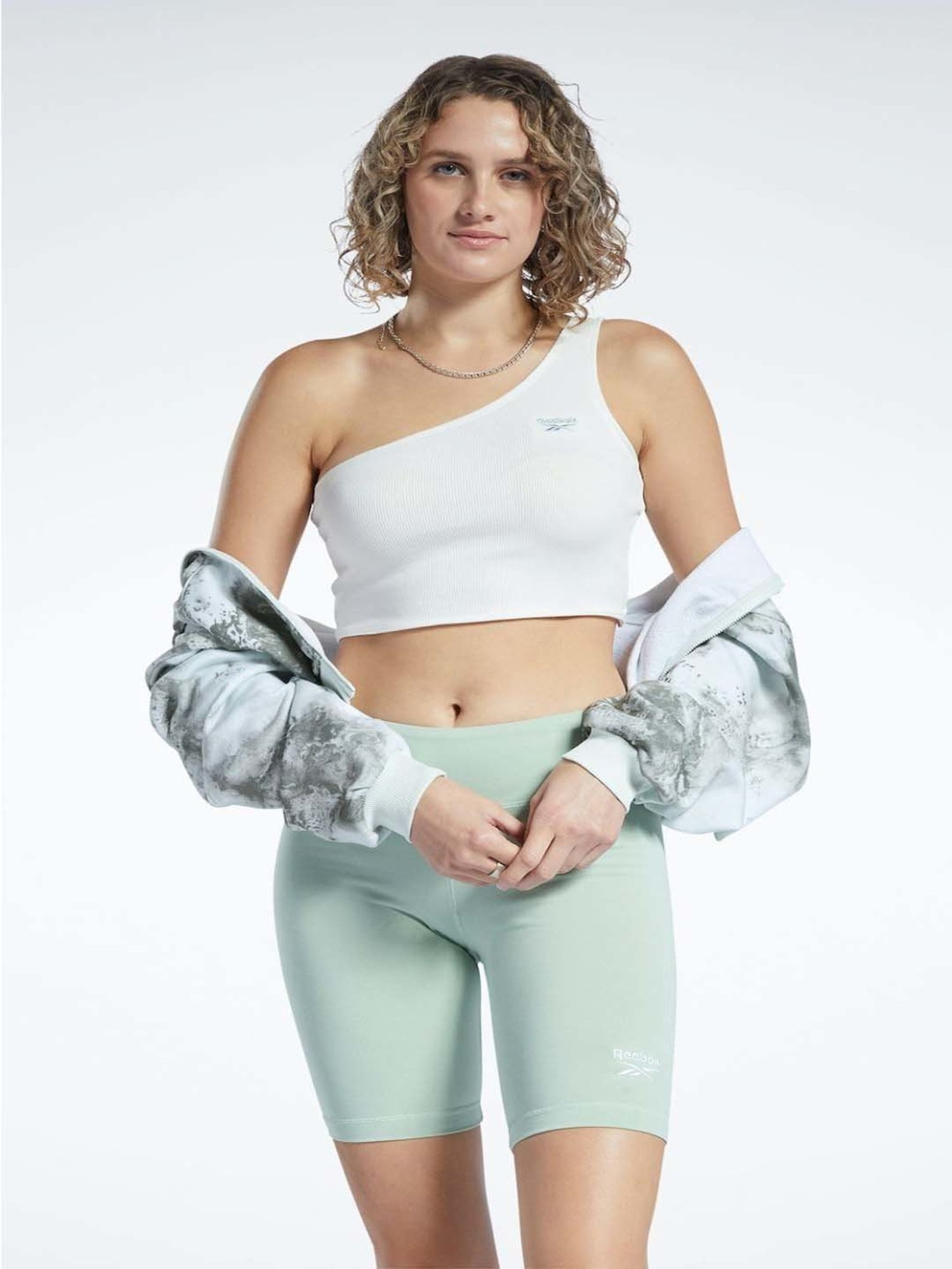Reebok White Cotton Crop Tank Top