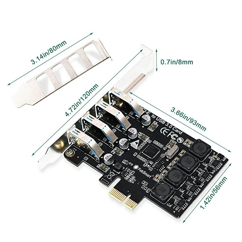 PCIE 4-Ports Super Fast 5Gbps USB 3.0 Expansion Card for Windows Server XP Vista 7 8 8.1 10 (32/64bit) Desktop PC-Build in Self-Powered Technology-No Need Additional Power Supply (FS-U4L-Pro)