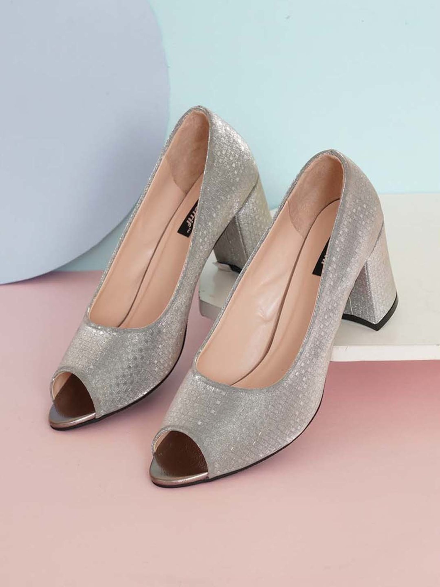 Sherrif Women's Grey Peeptoe Shoes