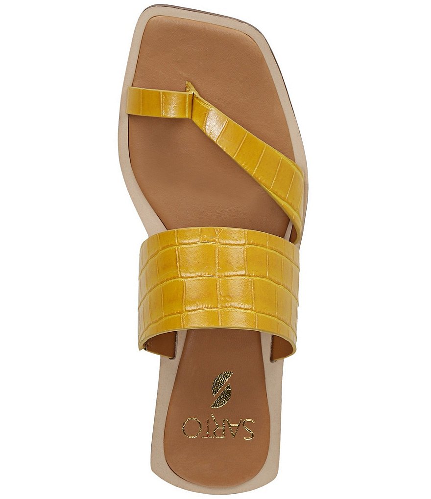 Sarto by Franco Sarto Ediana Croco Print Leather Toe Ring Square Toe Sandals