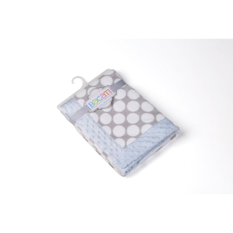 Bacati - Grey Dots with Solid Border Blanket (Grey Dots/Baby Blue Border)