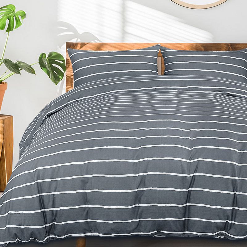 King Oakdale Duvet Cover Set Gray - Stone Cottage