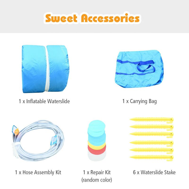 Costway Inflatable Water Slide Crab Dual Slide Bounce House Splash Pool Without Blower