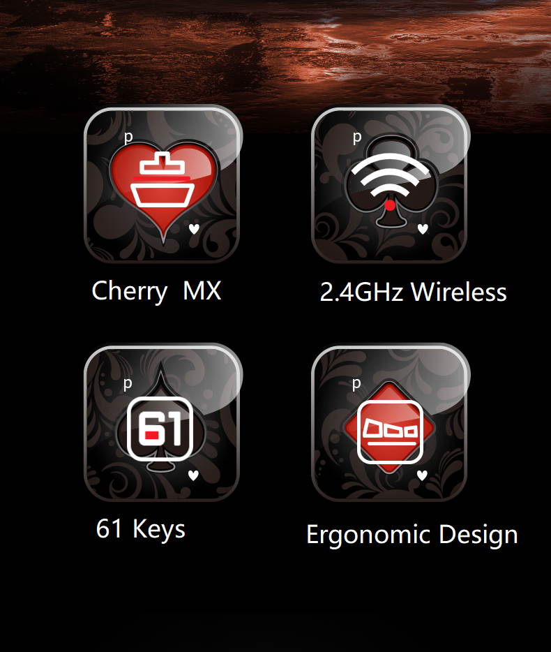 iKBC Poker Pro 61 Keys Mini Layout, Cherry MX Switch, 2.4Ghz Wireless, Side-printing Mechanical Keyboard, PBT Keycaps