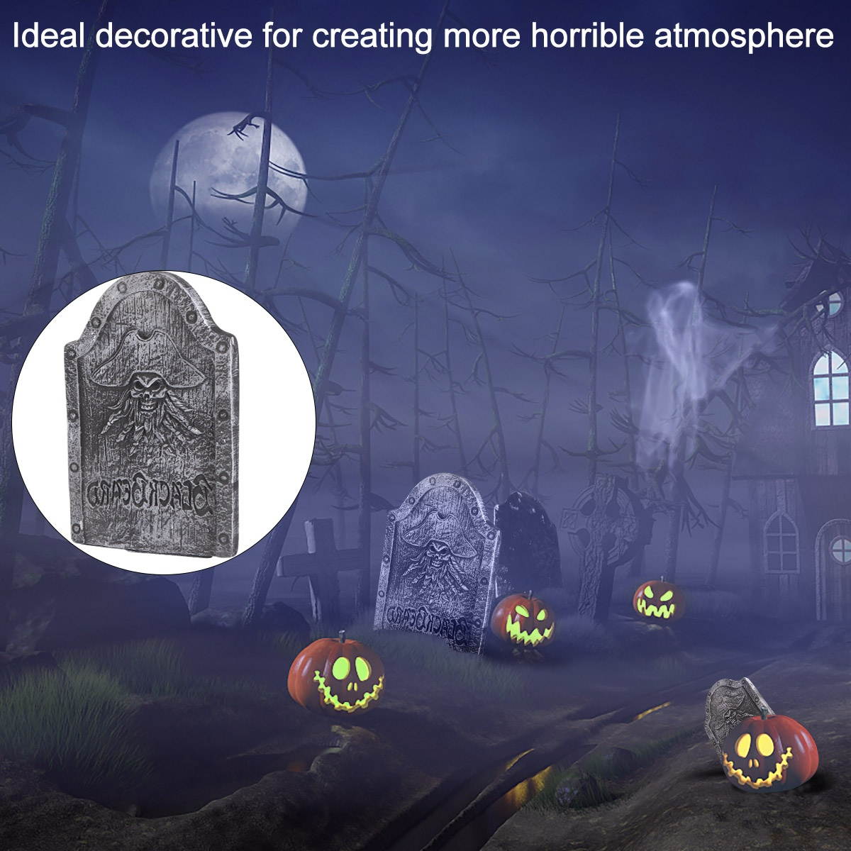 Halloween Tombstone Ghost Head Gravestone for Haunted House Secret Room Bar