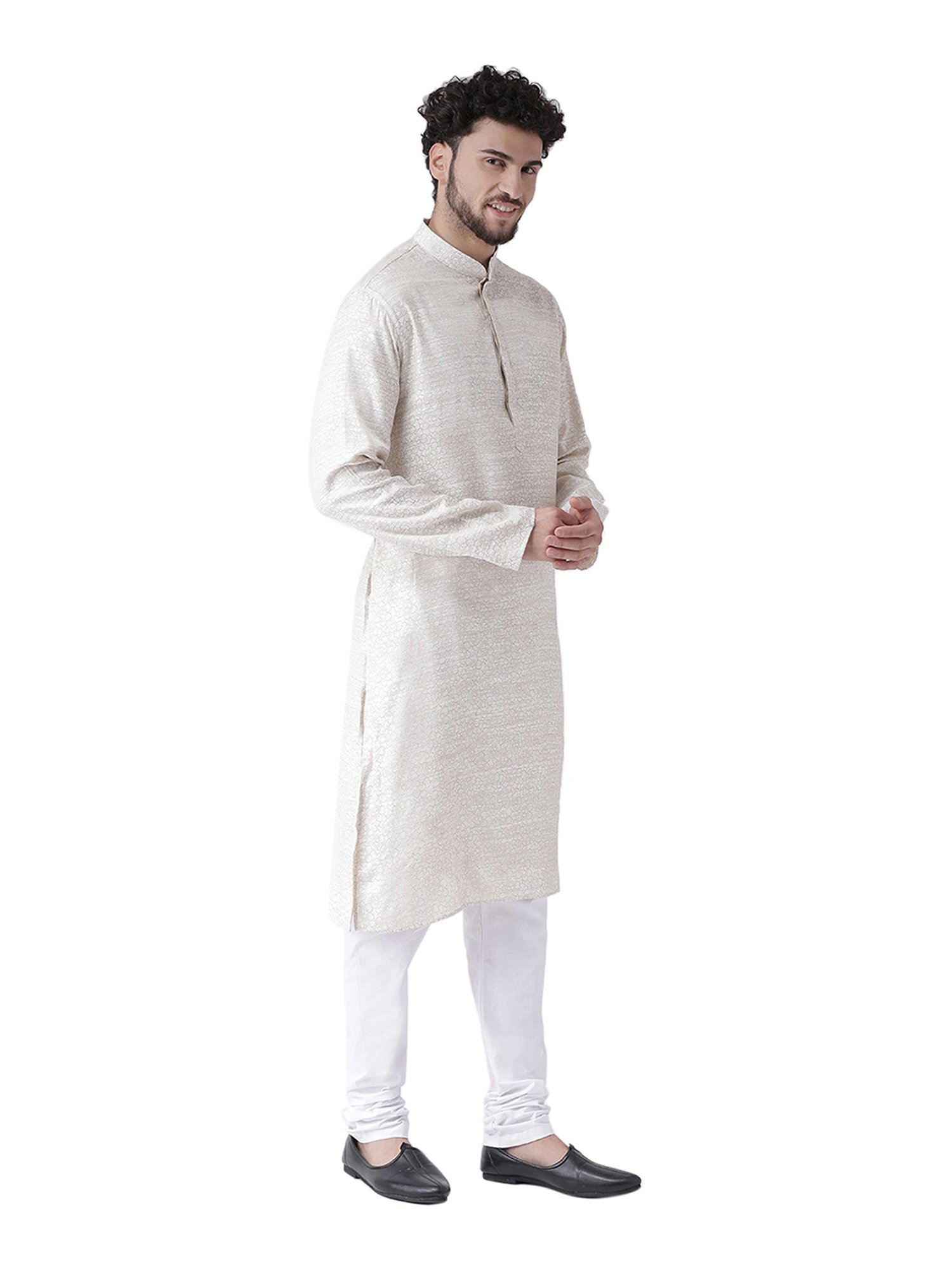 TABARD White Mandarin Collar Kurta