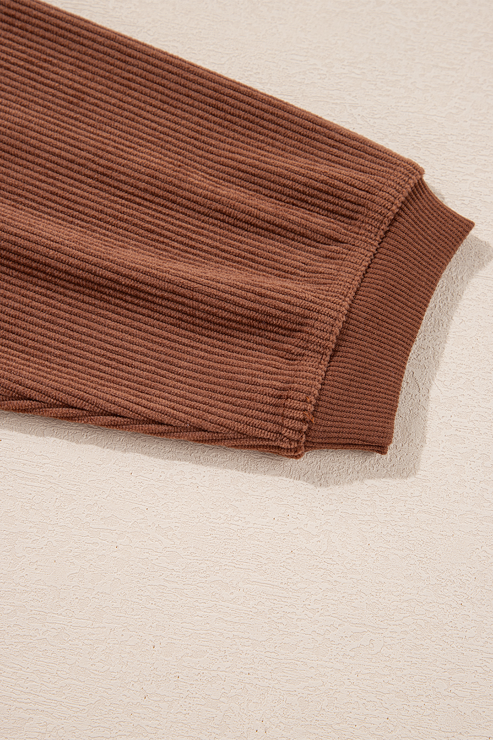 Khaki Plain Drop Shoulder Ribbed Trim Oversized Sweatshirt