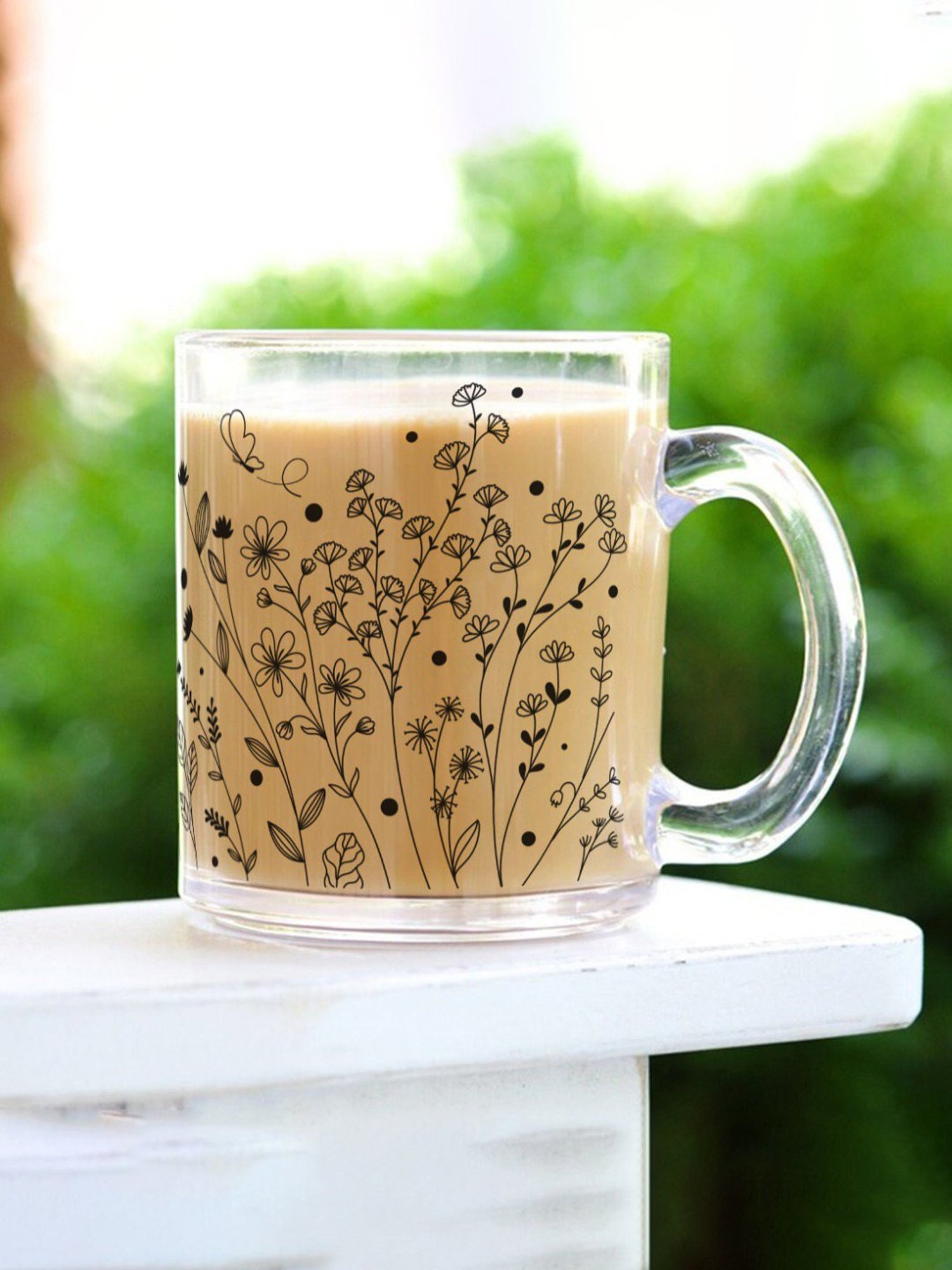 Gathari Vines Transparent Glass Coffee Mug