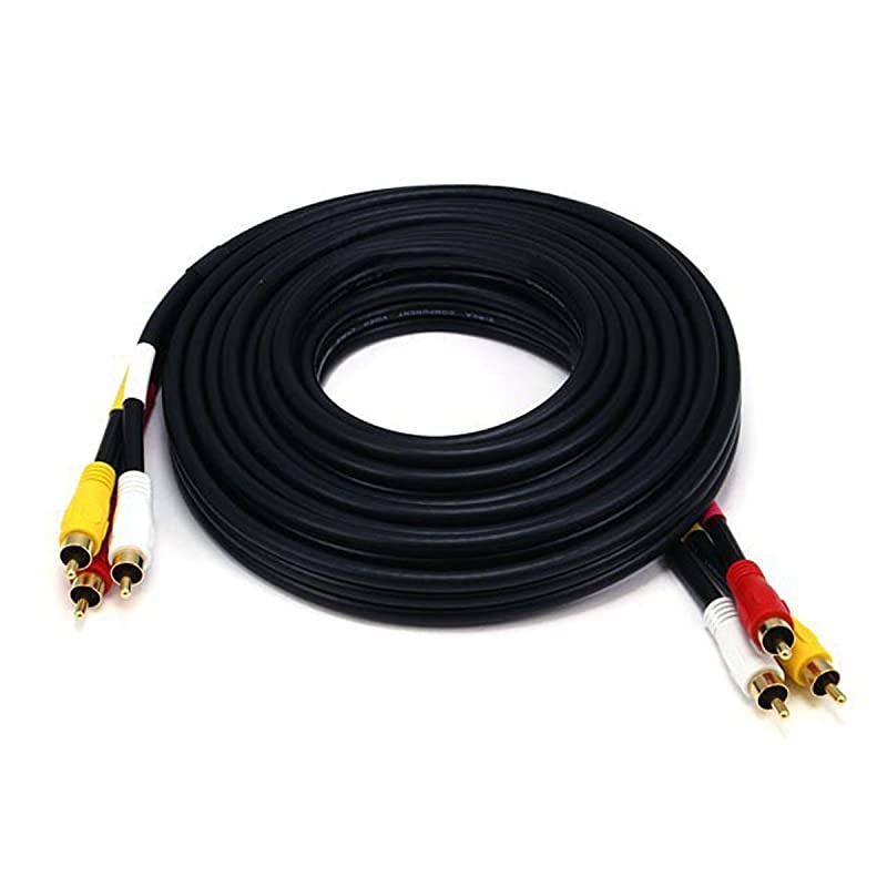 12ft Triple RCA Stereo Video Dubbing Composite Cable 3 x RG59U Electronics
