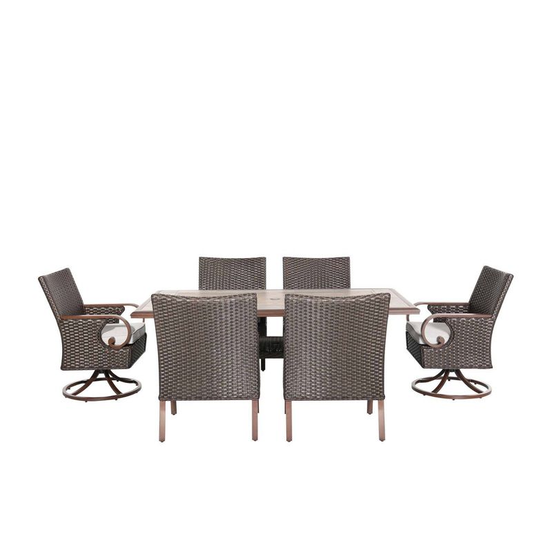 7pc Outdoor Wicker Dining Set Brown - Nuu Garden