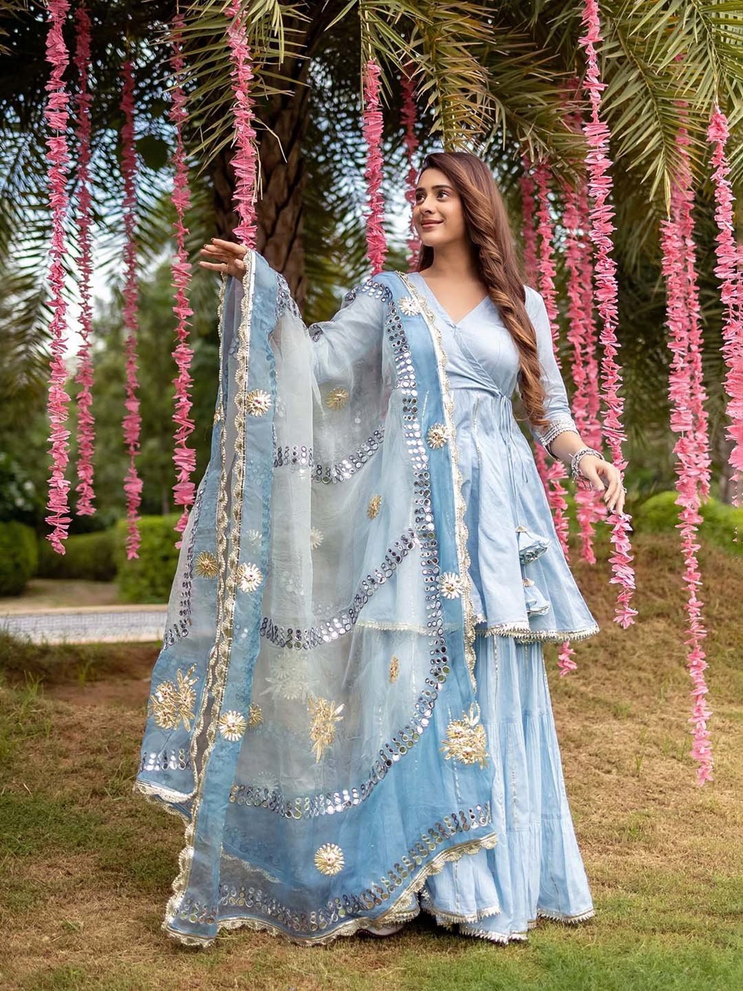 AACHHO Light Blue Kassia Gotapatti Sharara Set