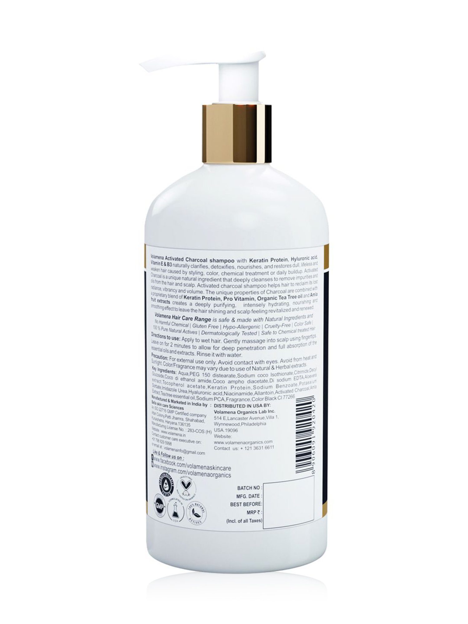 Volamena Activated Charcoal Shampoo - 300 ml