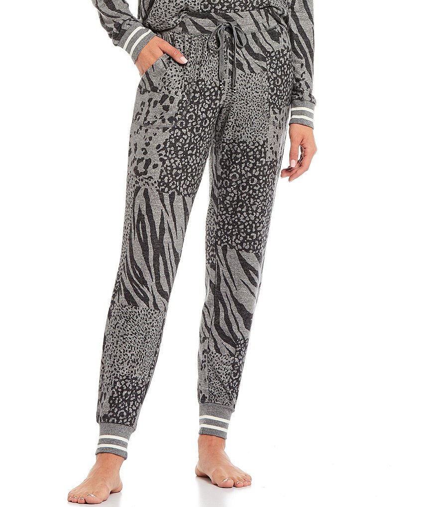 PJ Salvage Animal Patch Print Knit Coordinating Lounge Joggers