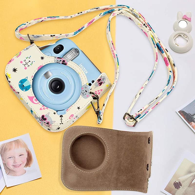 amp Portable Case Compatible with Fujifilm Instax Mini 11 Instant Camera with Accessories Pocket and Adjustable Strap Kitty