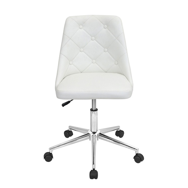 Lumisource Marche Upholstered Swivel Office Chair in White