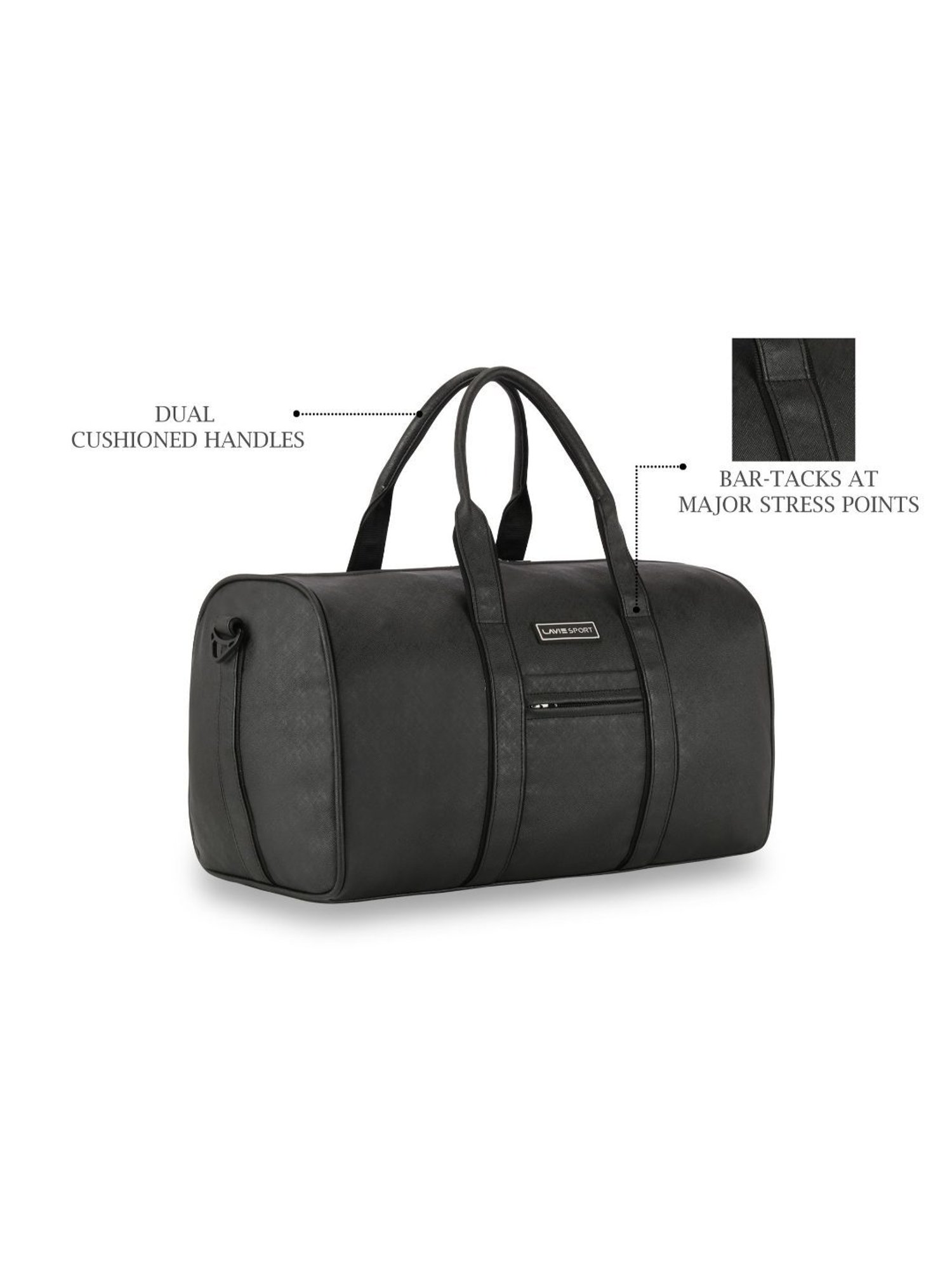 Lavie Sport Captain 32L Synthetic Leather Unisex  Duffle Bag (Black)