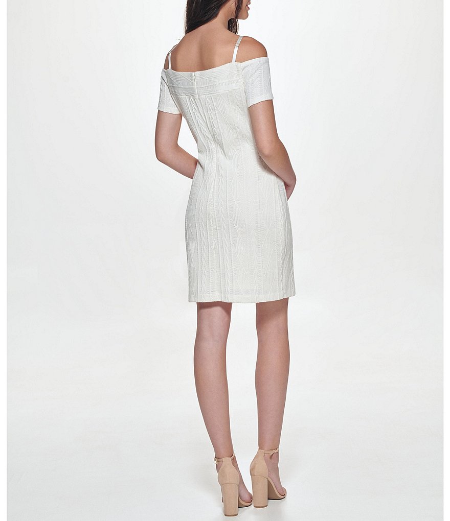 Laundry by Shelli Segal Ruffle Front Stretch Crepe Faux Wrap Dress