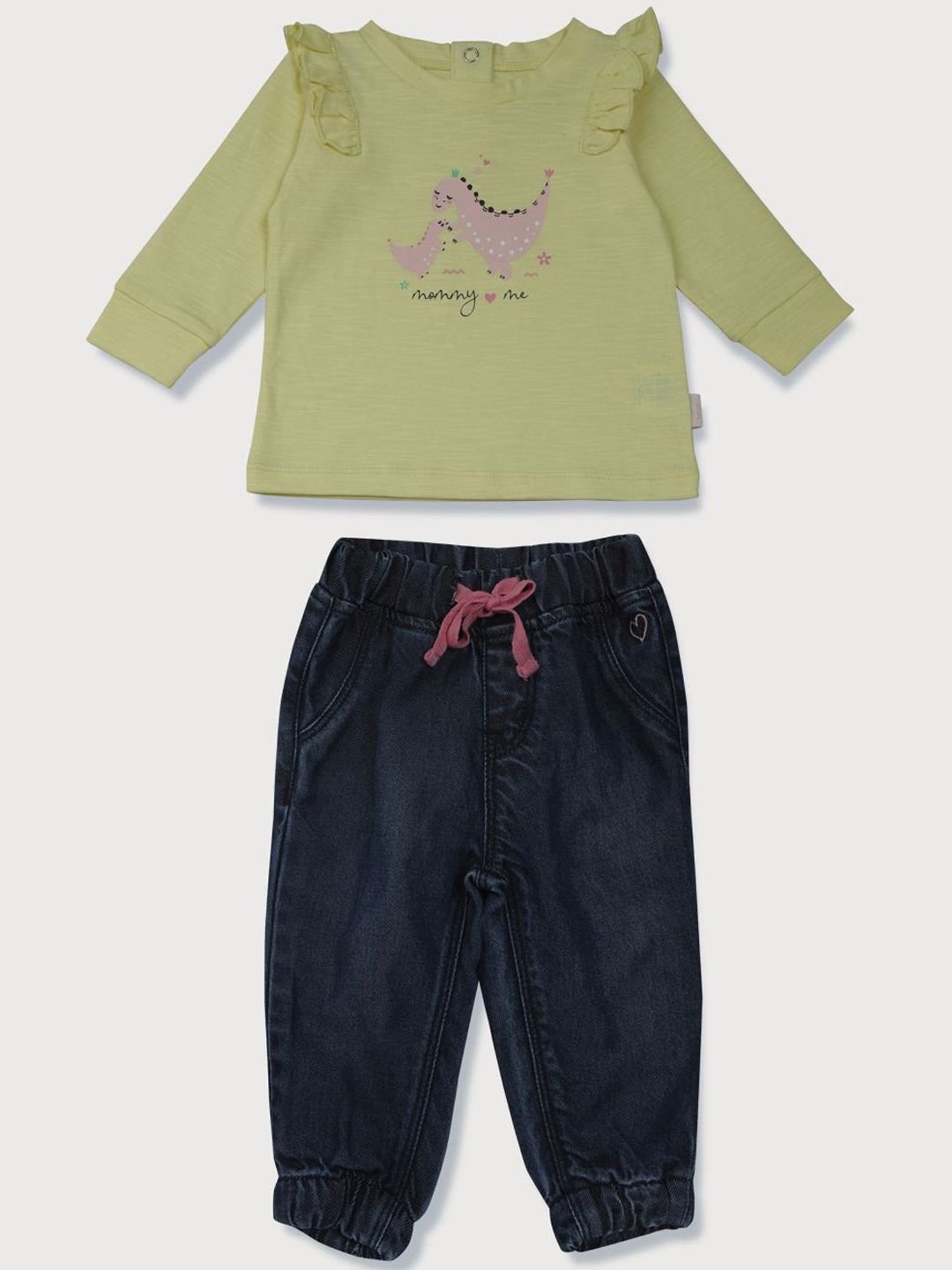 GJ baby Kids Yellow & Black Cotton Graphic Full Sleeves T-Shirt Set