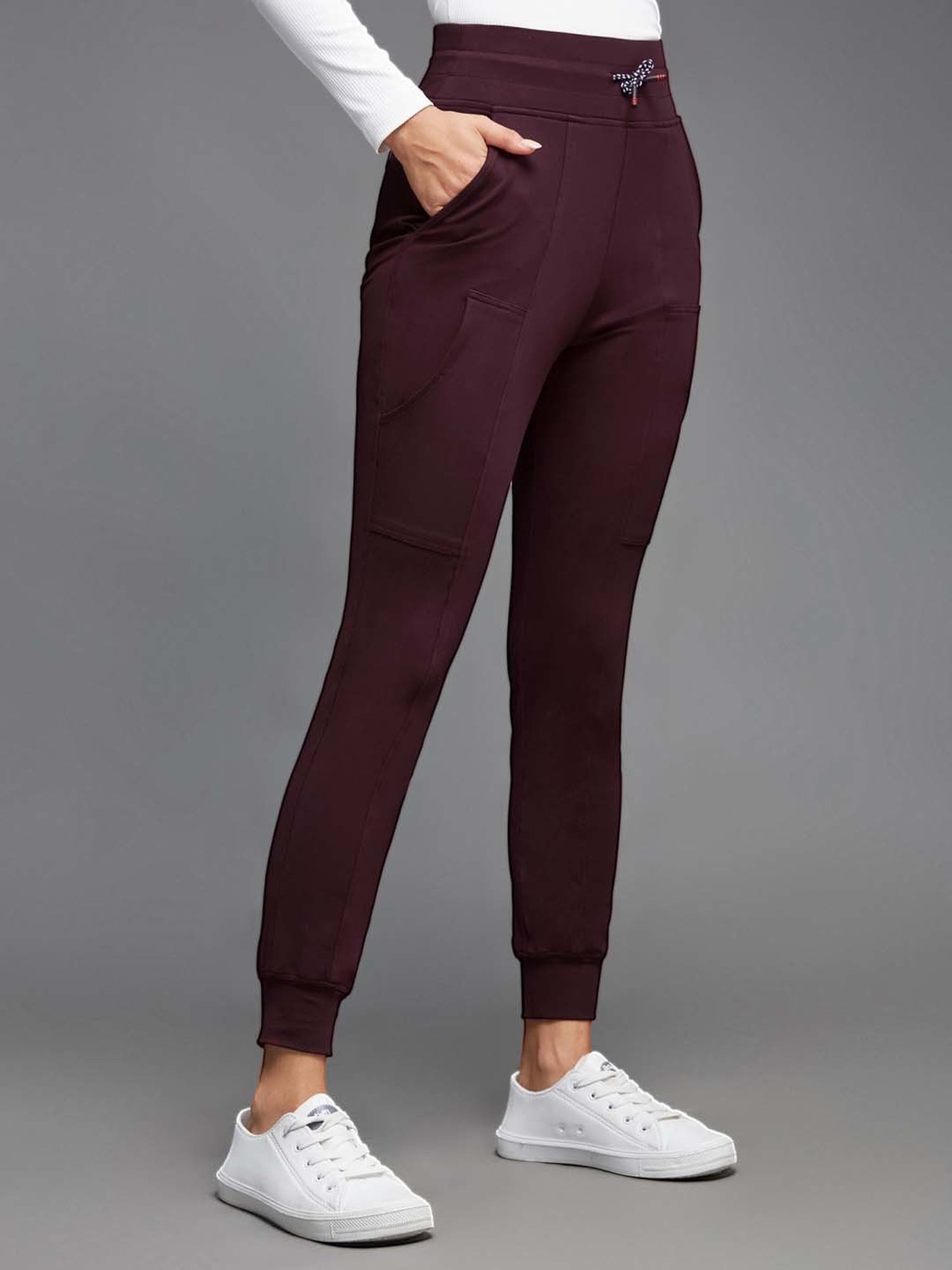 Miss Chase Maroon Mid Rise Joggers