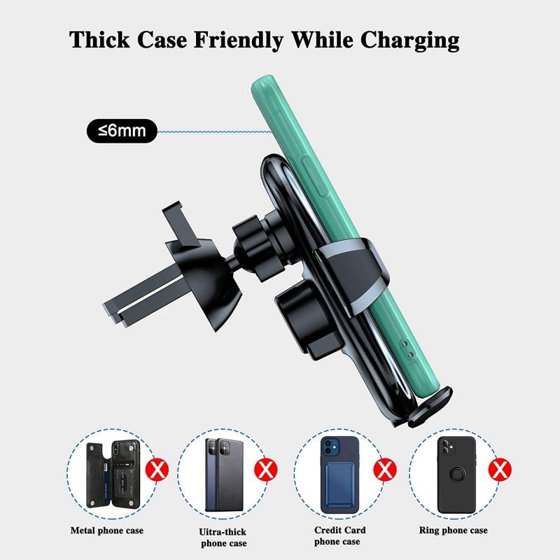 Wireless Car Charger Mount Auto-Clamping - FLYAMAPIRIT 10W Qi Fast Charging Air Vent Car Phone Holder Compatible with iPhone 12/pro max/Samsung S20/Note 20 All 4.7-6.7 Inch Phone (Black)