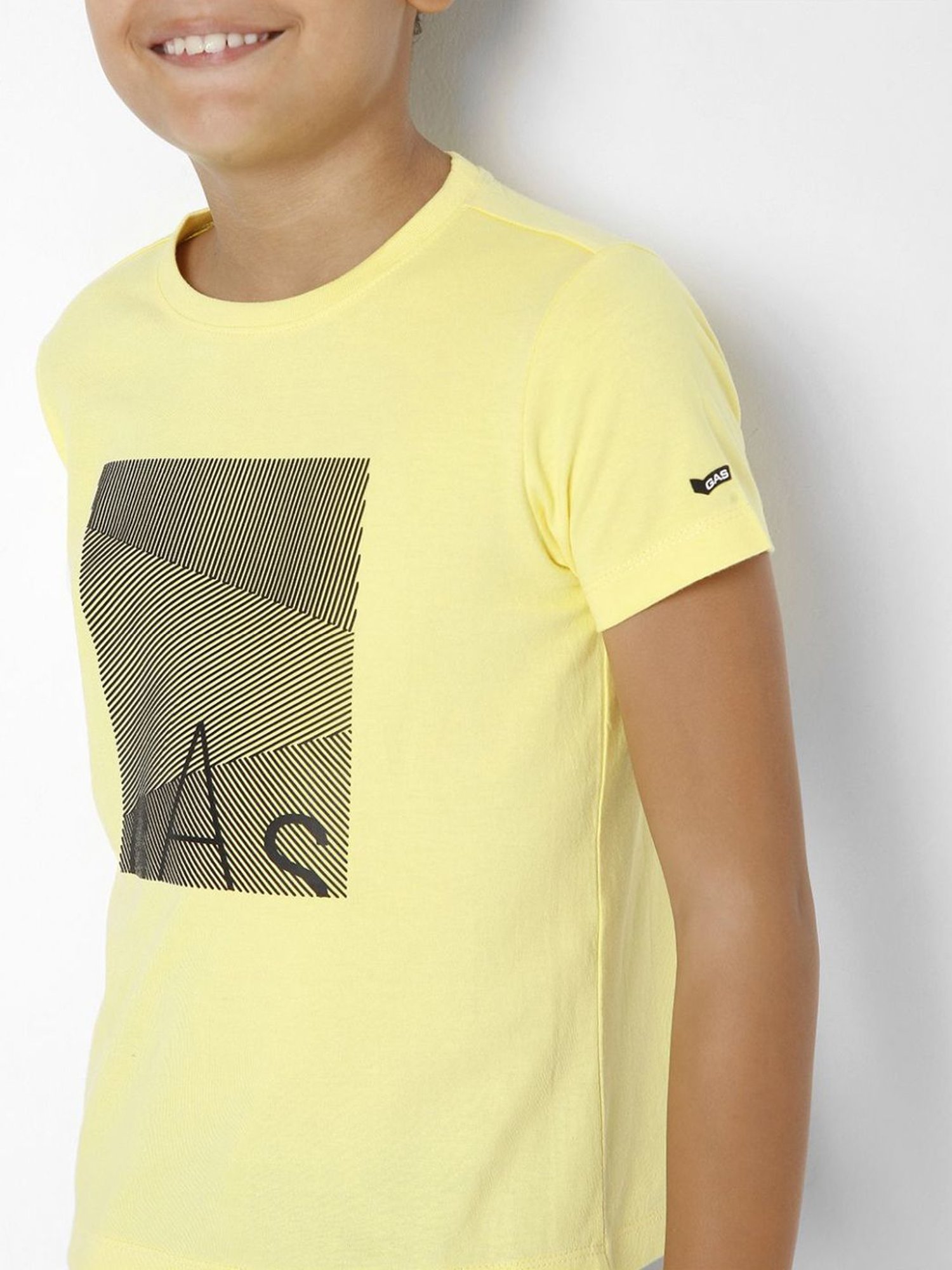 Gas Kids Yellow Cotton Printed T-Shirt