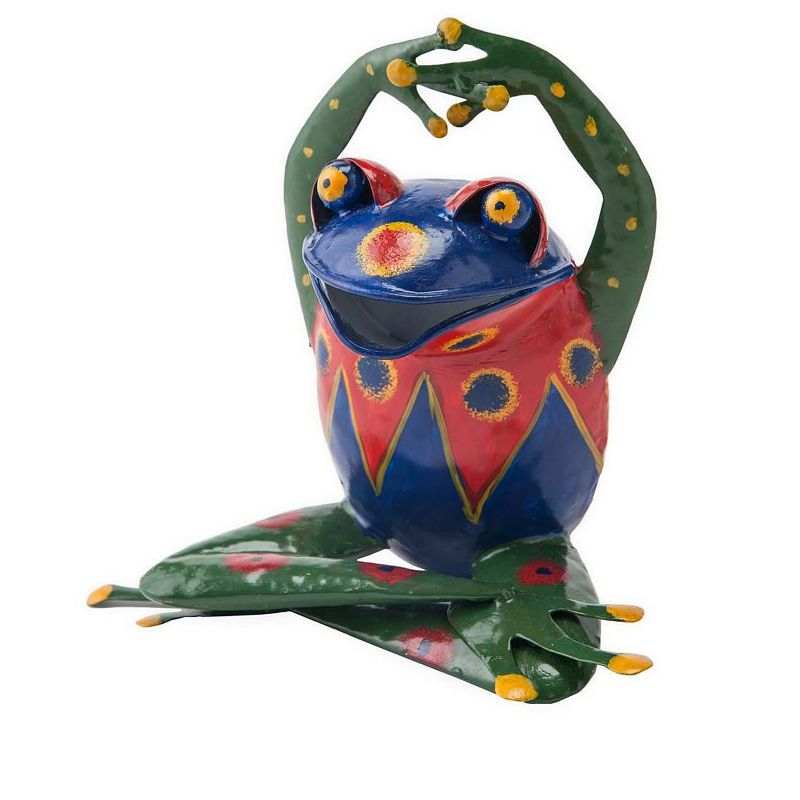 Wind & Weather Handcrafted Colorful Metal Yoga Frog Sculptures, Set of 4