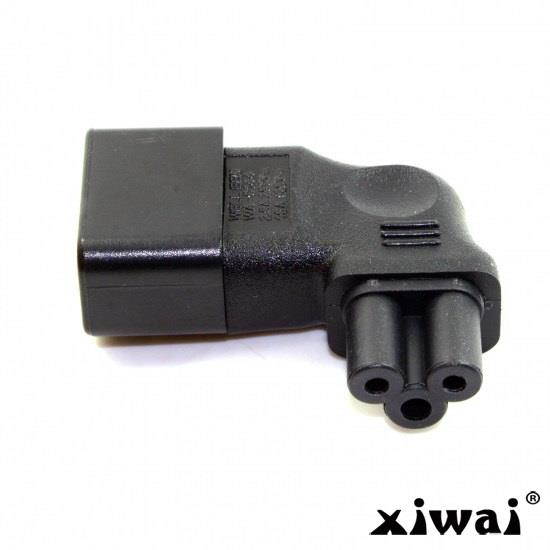 Xiwai IEC 90 Degree Adapter 3 Poles Male C14 to Micky C5 Right Angled Extension Power Adapter