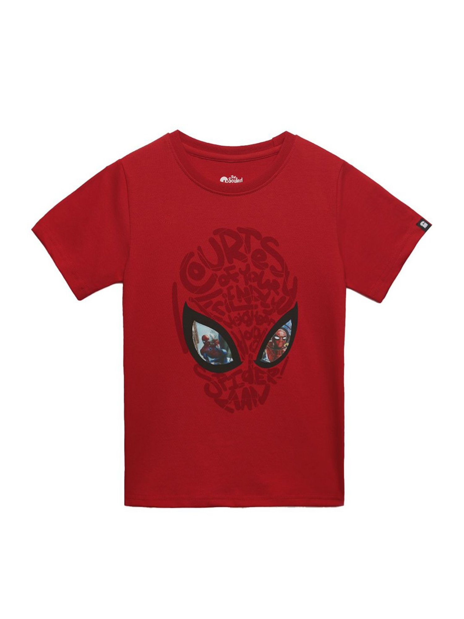 The Souled Store Kids Red Cotton Printed Spiderman T-Shirt